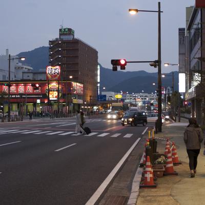Beppu in the city at night.