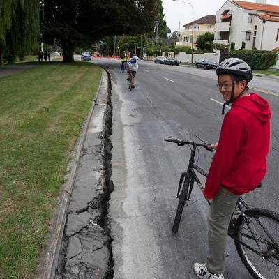 Along the Avon river, the road had started to collapse towards the water.