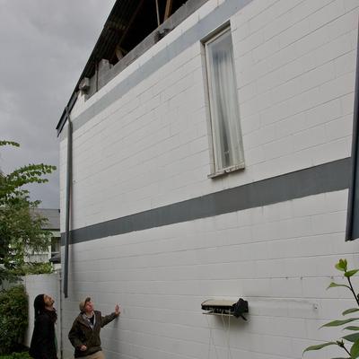 My friend Henri and Tomomi inspecting his flat.